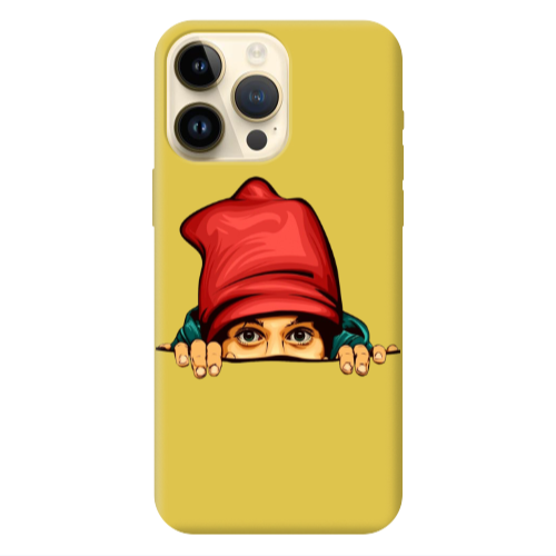 Apple iPhone 13 Pro Max Hidden Girl Yellow Colored Silicone TPU Θήκη