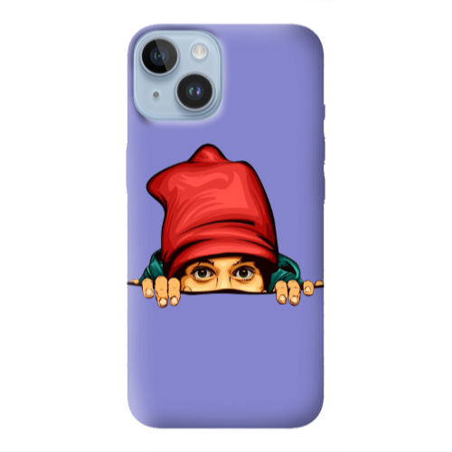 Apple iPhone 14  Hidden Girl Purple Colored Silicone TPU Θήκη