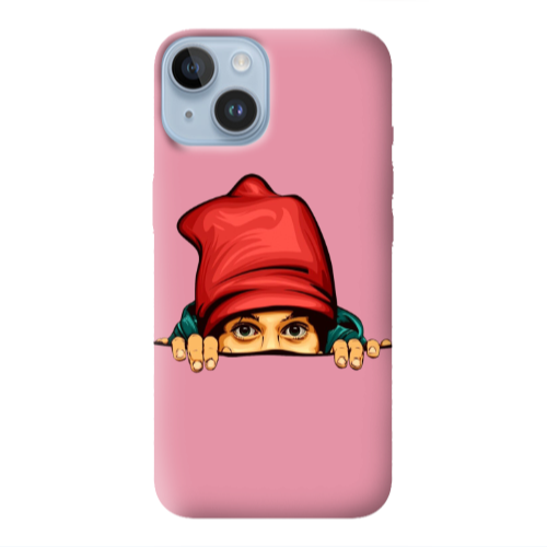 Apple iPhone 14  Hidden Girl Pink Colored Silicone TPU Θήκη