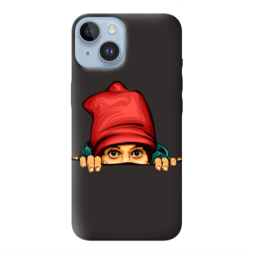Apple iPhone 14  Hidden Girl Black Colored Silicone TPU Θήκη