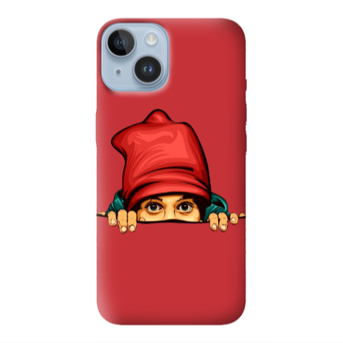 Apple iPhone 14 Plus Hidden Girl Red Colored Silicone TPU Θήκη