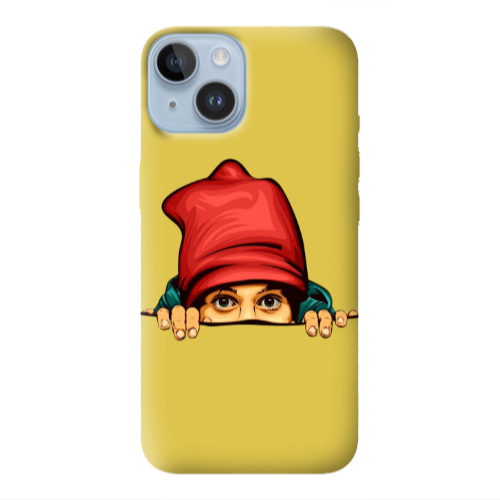 Apple iPhone 14 Plus Hidden Girl Yellow Colored Silicone TPU Θήκη