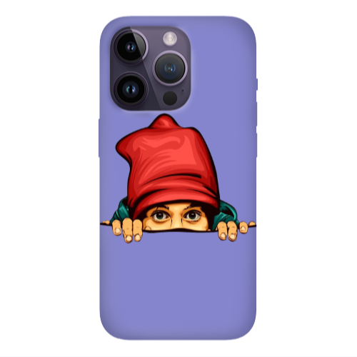 Apple iPhone 14 Pro  Hidden Girl Purple Colored Silicone TPU Θήκη