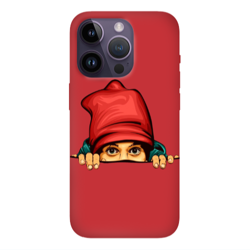 Apple iPhone 14 Pro  Hidden Girl Red Colored Silicone TPU Θήκη