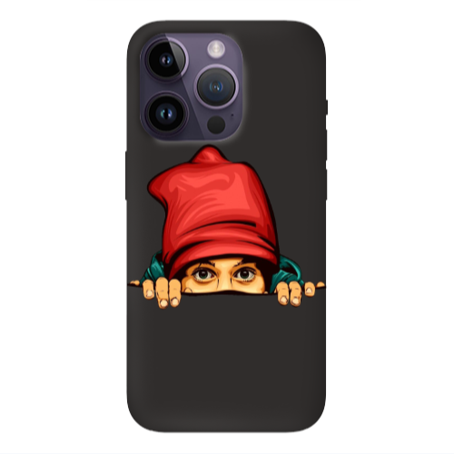 Apple iPhone 14 Pro Max Hidden Girl Black Colored Silicone TPU Θήκη