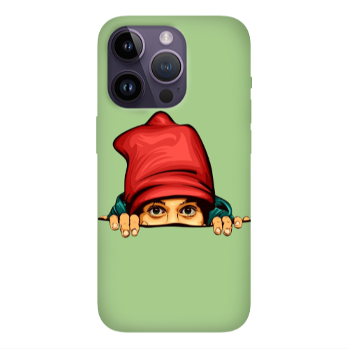 Apple iPhone 14 Pro Max Hidden Girl Light Green Colored Silicone TPU Θήκη