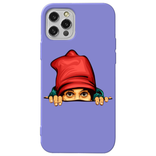 Apple iPhone 13 Pro Hidden Girl Purple Colored Silicone TPU Θήκη