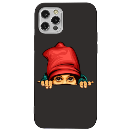 Apple iPhone 13 Pro Hidden Girl Black Colored Silicone TPU Θήκη