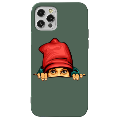 Apple iPhone 13 Pro Hidden Girl Dark Green Colored Silicone TPU Θήκη