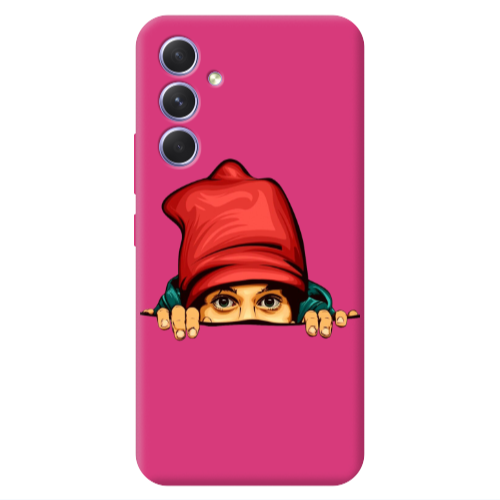 Samsung A54 Hidden Girl Fuchsia Colored Silicone TPU Θήκη
