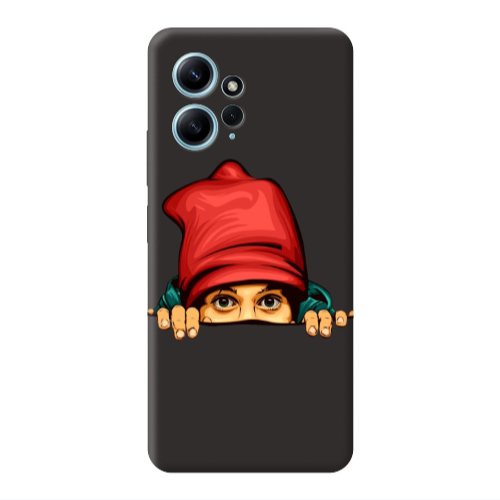 Xiaomi Redmi Note 12 4G Hidden Girl Black Colored Silicone TPU Θήκη