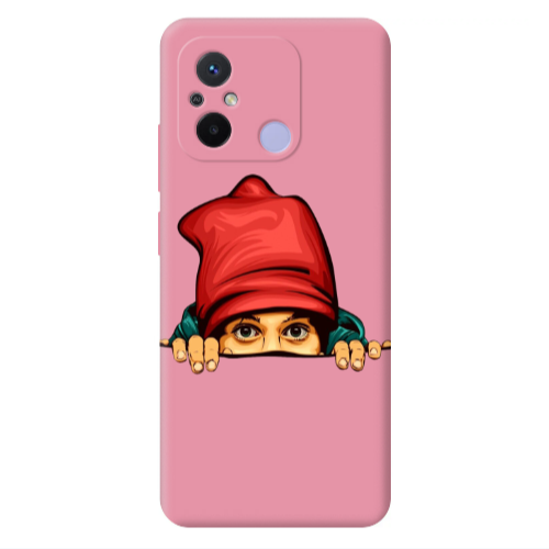 Xiaomi Redmi 12C Hidden Girl Pink Colored Silicone TPU Θήκη