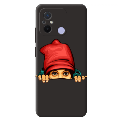 Xiaomi Redmi 12C Hidden Girl Black Colored Silicone TPU Θήκη