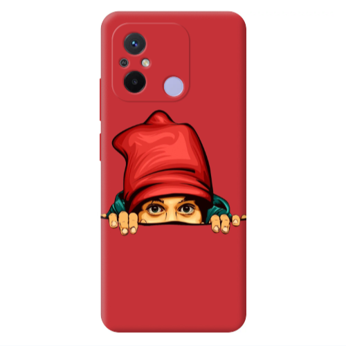 Xiaomi Redmi 12C Hidden Girl Red Colored Silicone TPU Θήκη