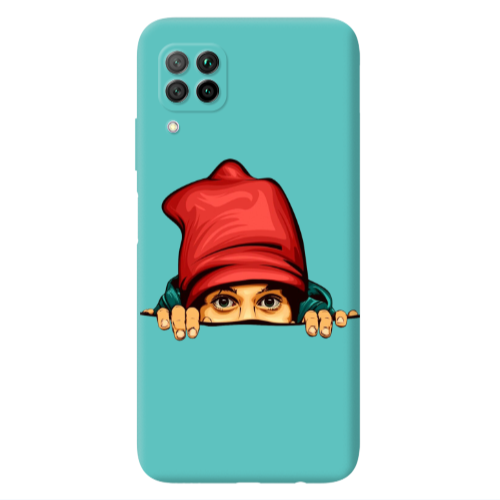 Huawei P40 Lite Hidden Girl Turquoise Colored Silicone TPU Θήκη