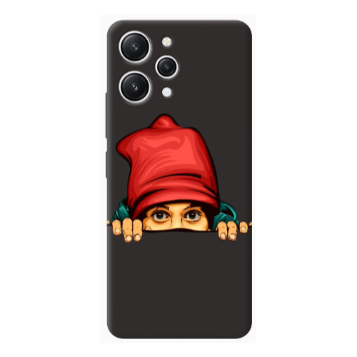 Xiaomi Redmi 12 Hidden Girl Black Colored Silicone TPU Θήκη