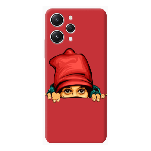 Xiaomi Redmi 12 Hidden Girl Red Colored Silicone TPU Θήκη