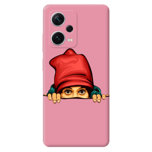 Xiaomi Poco X5 Hidden Girl Pink Colored Silicone TPU Θήκη