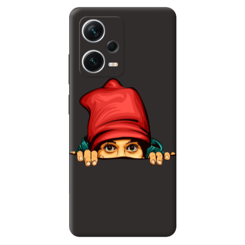 Xiaomi Poco X5 Hidden Girl Black Colored Silicone TPU Θήκη
