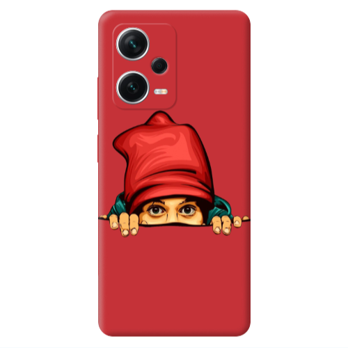 Xiaomi Poco X5 Hidden Girl Red Colored Silicone TPU Θήκη