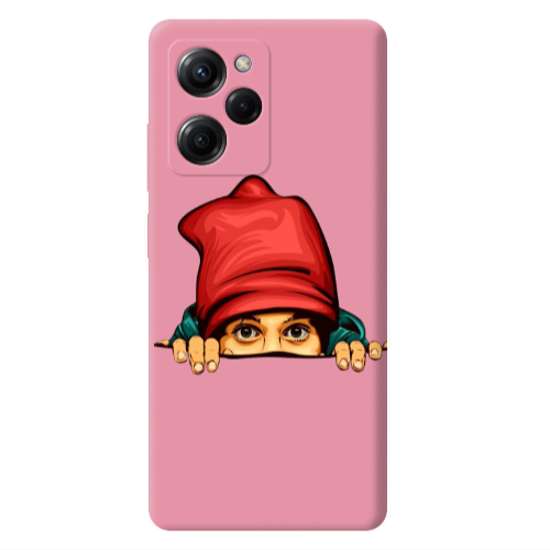 Xiaomi Poco X5 Pro Hidden Girl Pink Colored Silicone TPU Θήκη