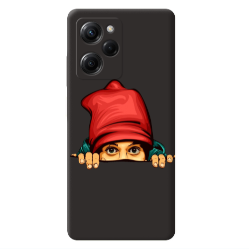 Xiaomi Poco X5 Pro Hidden Girl Black Colored Silicone TPU Θήκη