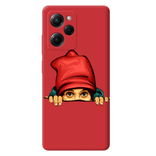 Xiaomi Poco X5 Pro Hidden Girl Red Colored Silicone TPU Θήκη