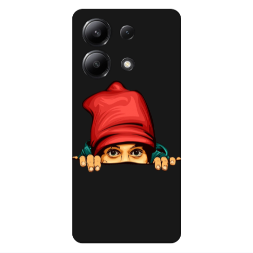 Xiaomi Redmi Note 13 4G Hidden Girl Black Colored Silicone TPU Θήκη
