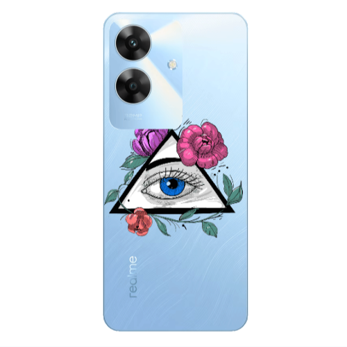 Realme Note 60 Eye and flower Transparent Silicone TPU Θήκη