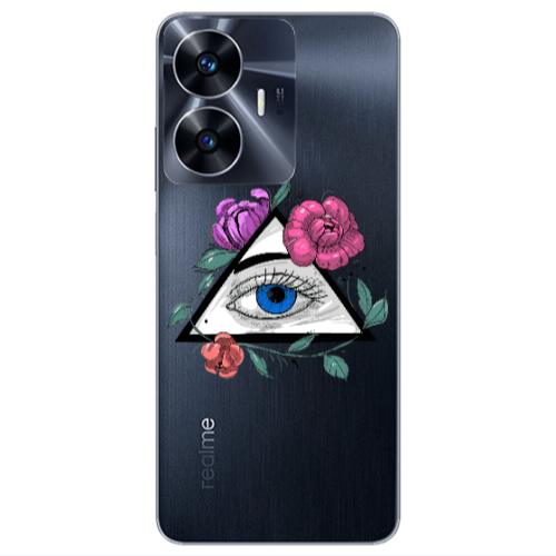 Realme Note 50 Eye and flower Transparent Silicone TPU Θήκη