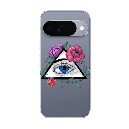 Google Pixel 10 Eye and flower Transparent Silicone TPU Θήκη