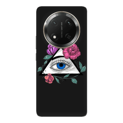 Honor Magic 7 Lite Eye and flower Black Colored Silicone TPU Θήκη