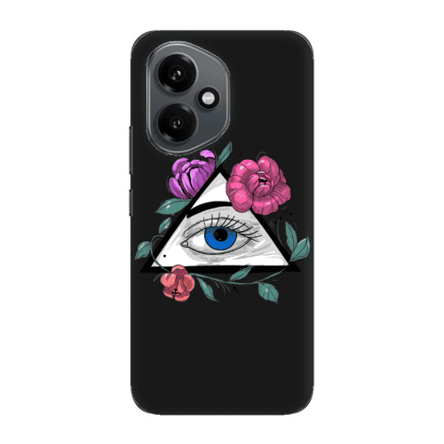 Honor Magic 400 Eye and flower Black Colored Silicone TPU Θήκη