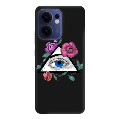 Oppo Reno13 FS Eye and flower Black Colored Silicone TPU Θήκη