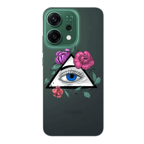 Oppo RENO 14 Eye and flower Transparent Silicone TPU Θήκη