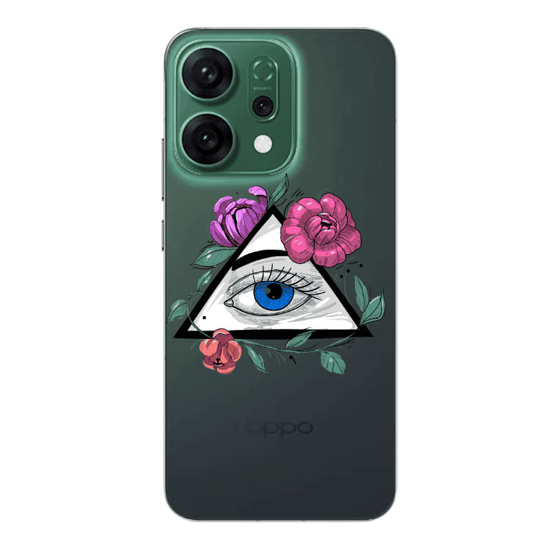 Oppo RENO 14 Eye and flower Transparent Silicone TPU Θήκη