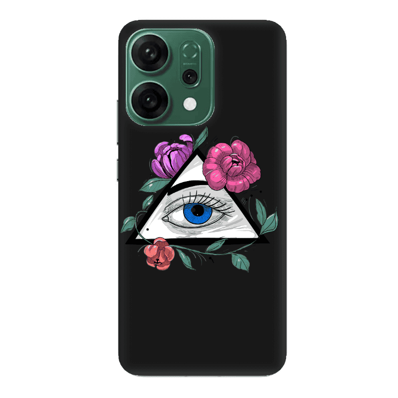 Oppo RENO 14 Eye and flower Black Colored Silicone TPU Θήκη