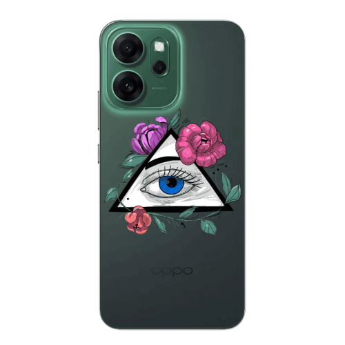 Oppo 14 F Eye and flower Transparent Silicone TPU Θήκη