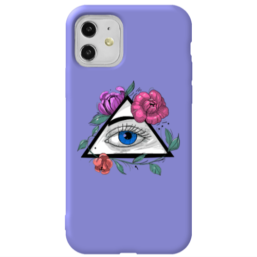 Apple iPhone 11  Eye and flower Purple Colored Silicone TPU Θήκη