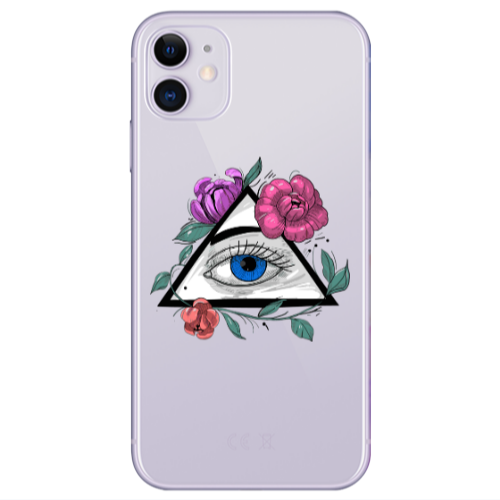 Apple iPhone 11  Eye and flower Transparent Silicone TPU Θήκη