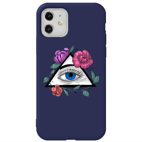 Apple iPhone 11  Eye and flower Dark blue Colored Silicone TPU Θήκη