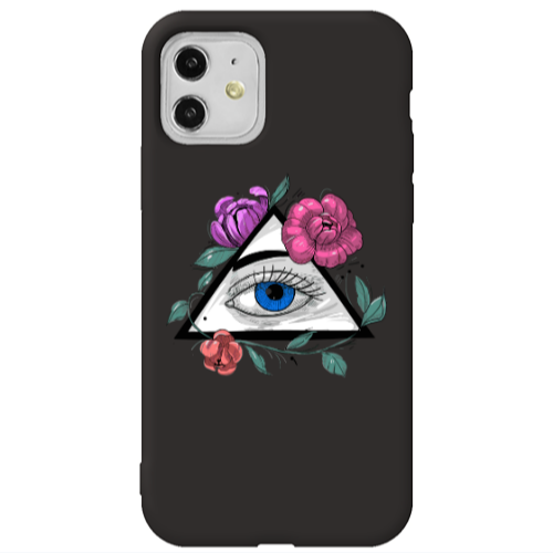 Apple iPhone 11  Eye and flower Black Colored Silicone TPU Θήκη