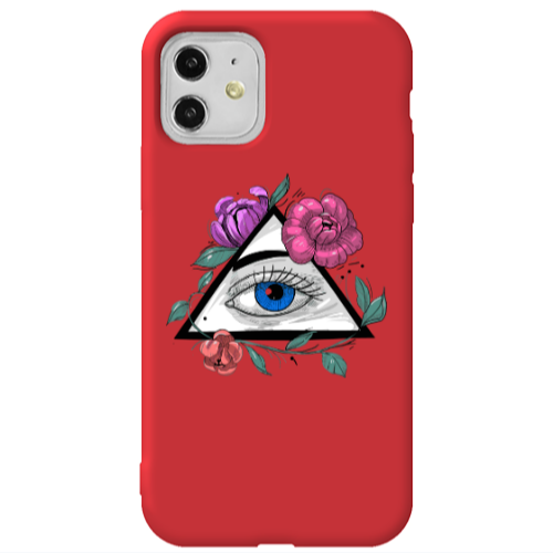 Apple iPhone 11  Eye and flower Red Colored Silicone TPU Θήκη