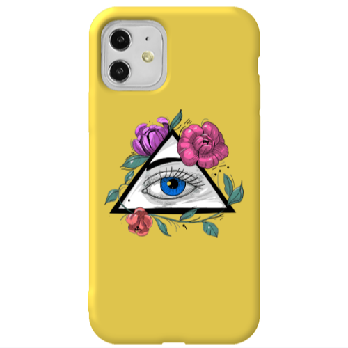 Apple iPhone 11  Eye and flower Yellow Colored Silicone TPU Θήκη