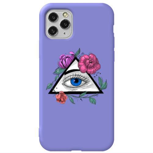 Apple iPhone 11 Pro Eye and flower Purple Colored Silicone TPU Θήκη