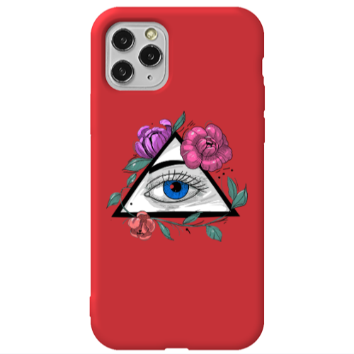 Apple iPhone 11 Pro Eye and flower Red Colored Silicone TPU Θήκη