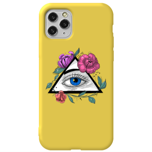 Apple iPhone 11 Pro Eye and flower Yellow Colored Silicone TPU Θήκη