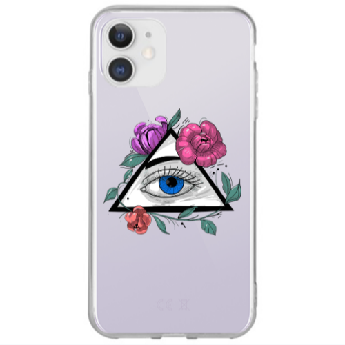 Apple iPhone 12 Eye and flower Transparent Silicone TPU Θήκη