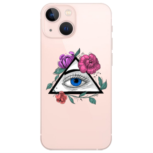 Apple iPhone 13 Eye and flower Transparent Silicone TPU Θήκη