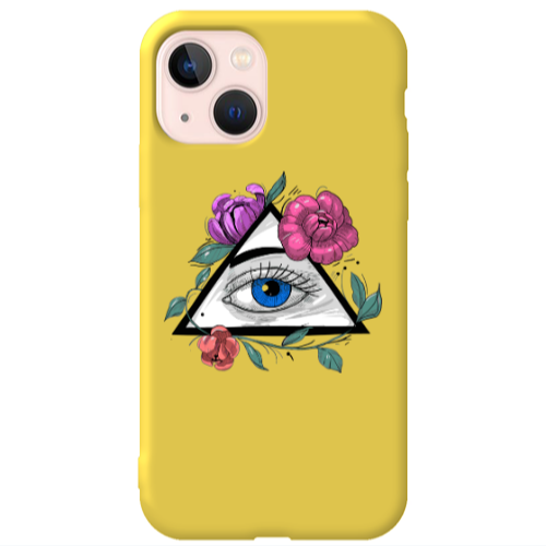 Apple iPhone 13 Eye and flower Yellow Colored Silicone TPU Θήκη